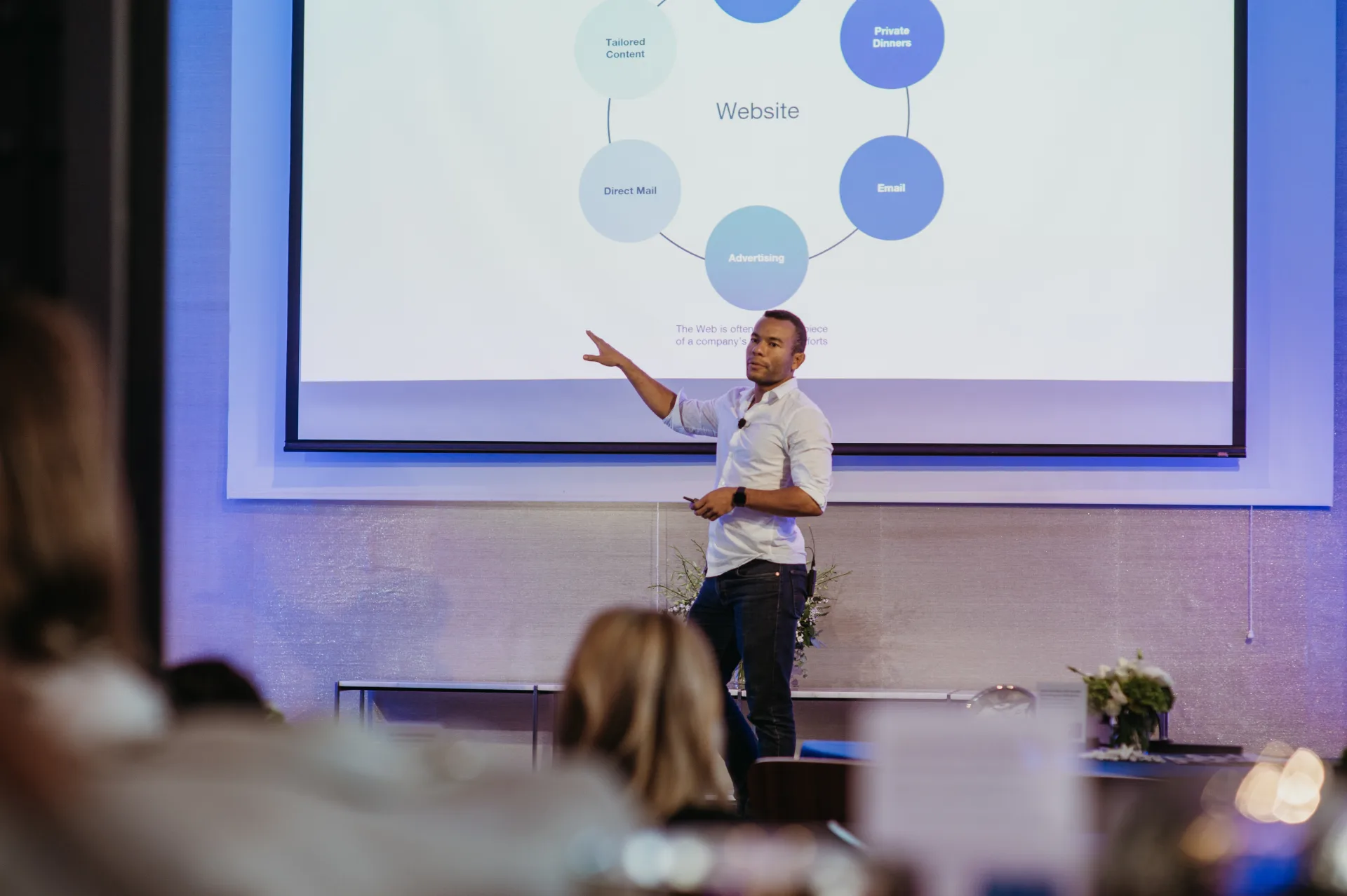 Takeshi Young speaking about website and marketing strategy